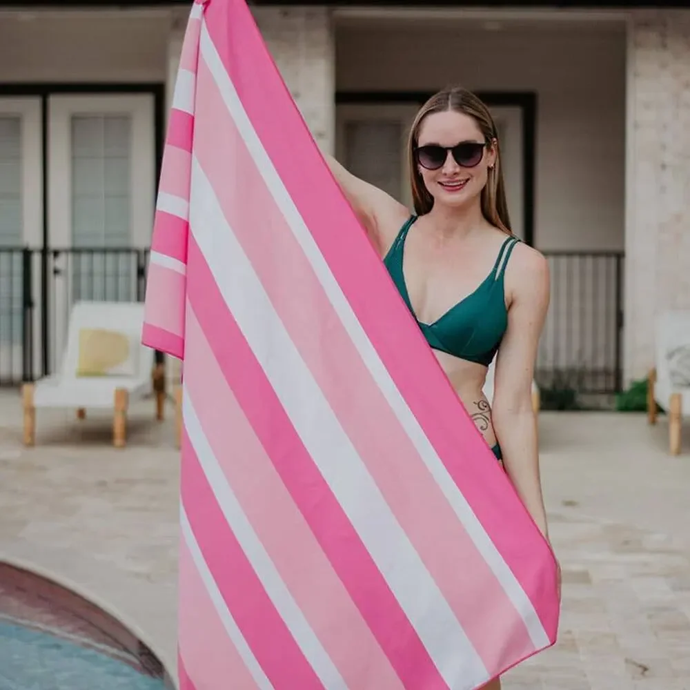 Pink Striped Beach Quick Dry Towel